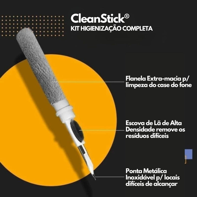 CleanStick - Kit 3 em 1 de Limpeza Para Fones de Ouvido e Celulares